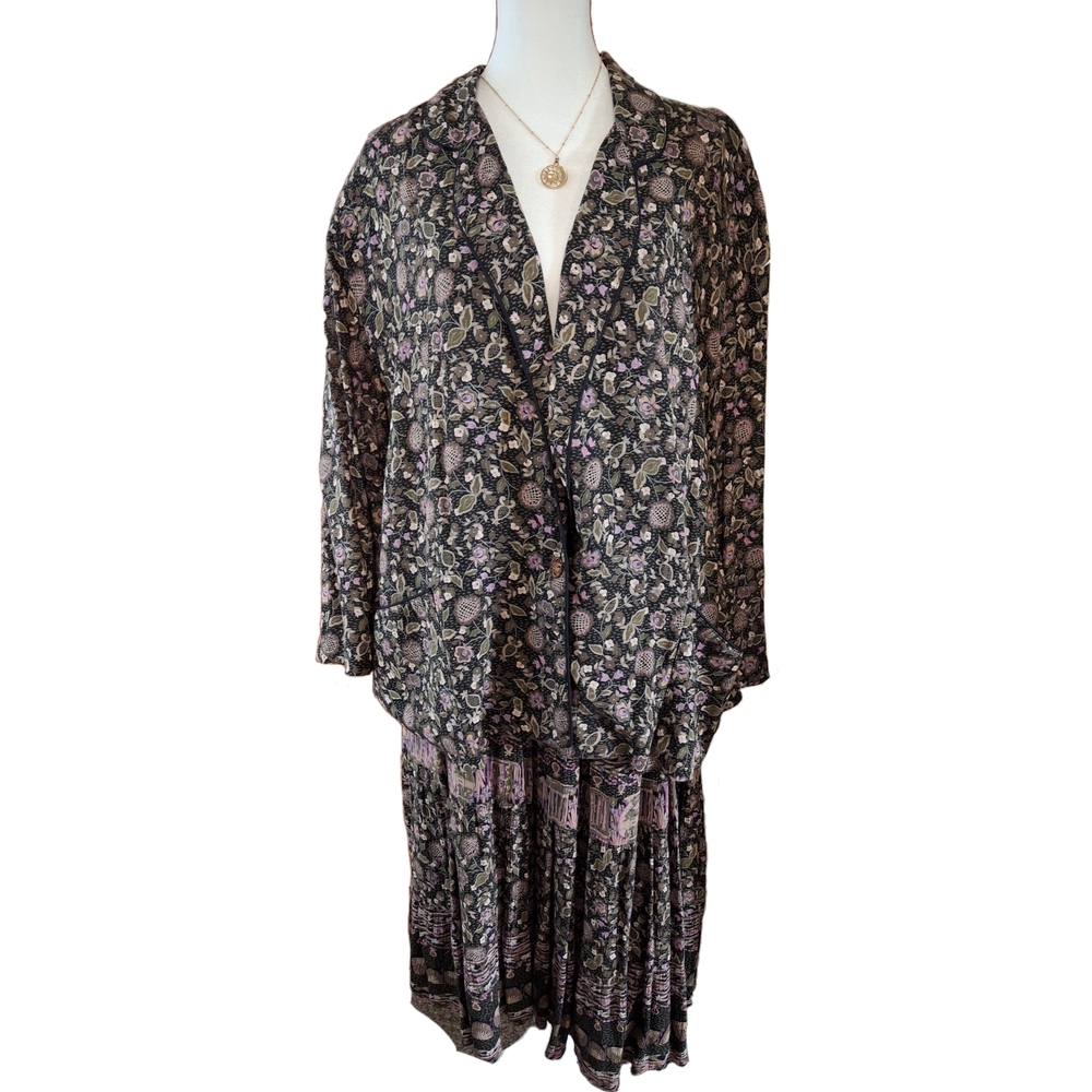 Floral Print Women's Skirt and Blazer Suit Set